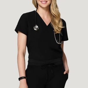 Mandala One-Pocket Scrub Top (XL, Black)